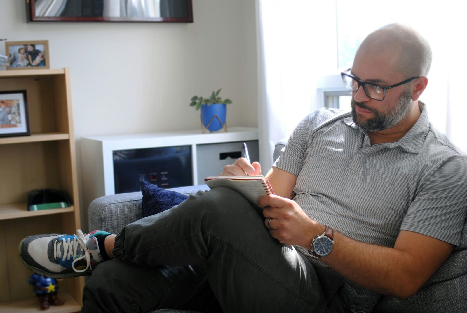 a man sitting on a couch