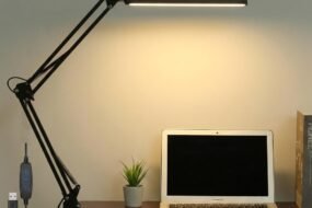 NYRWANA LED Study Lamp – Adjustable Arm Desk Light with Clamp, 3 Color Modes & 10-Level Dimmer, Flicker-Free Eye Care Lighting for Students, Home & Office (Black)